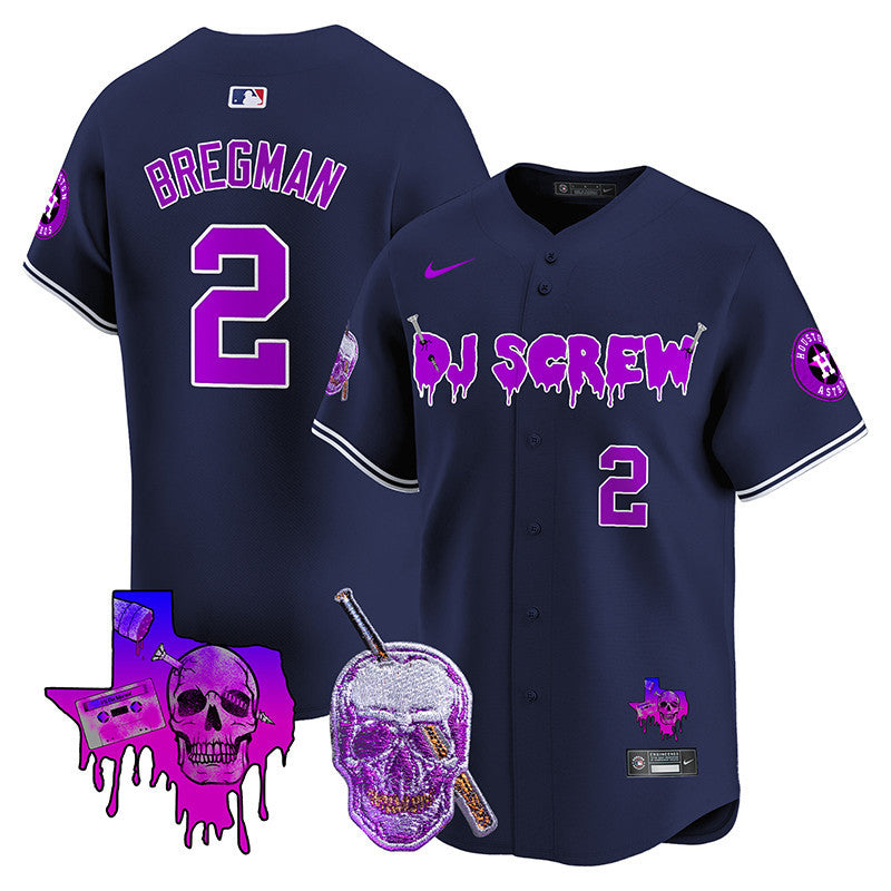Men's Astros DJ Screw 2024 Vapor Premier Limited Jersey - All Stitched - Navy, Alex Bregman