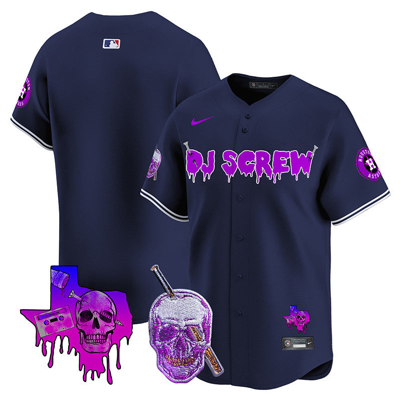 Men's Astros DJ Screw 2024 Vapor Premier Limited Jersey - All Stitched - Navy, Team