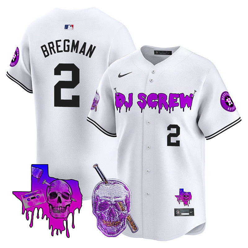 Men's Astros DJ Screw 2024 Vapor Premier Limited Jersey - All Stitched - White, Alex Bregman