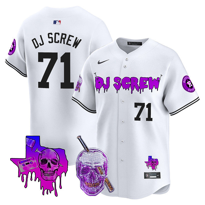 Men's Astros DJ Screw 2024 Vapor Premier Limited Jersey - All Stitched - White, Screw 1971