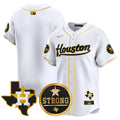 Men's Astros "Houston Strong" Patch Vapor Premier Limited Jersey - All Stitched - White Gold, Team