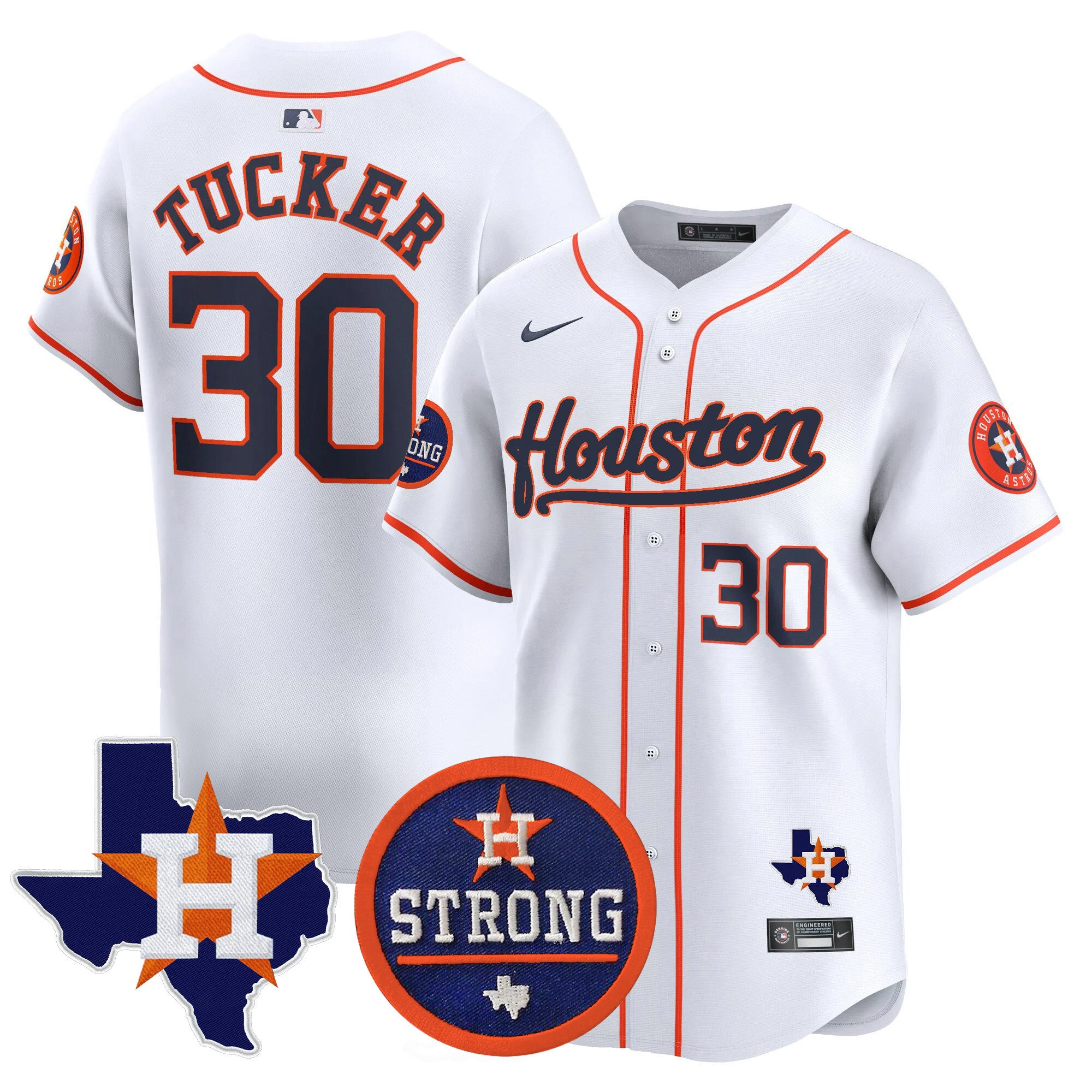 Men's Astros "Houston Strong" Patch Vapor Premier Limited Jersey - All Stitched - Home, Kyle Tucker