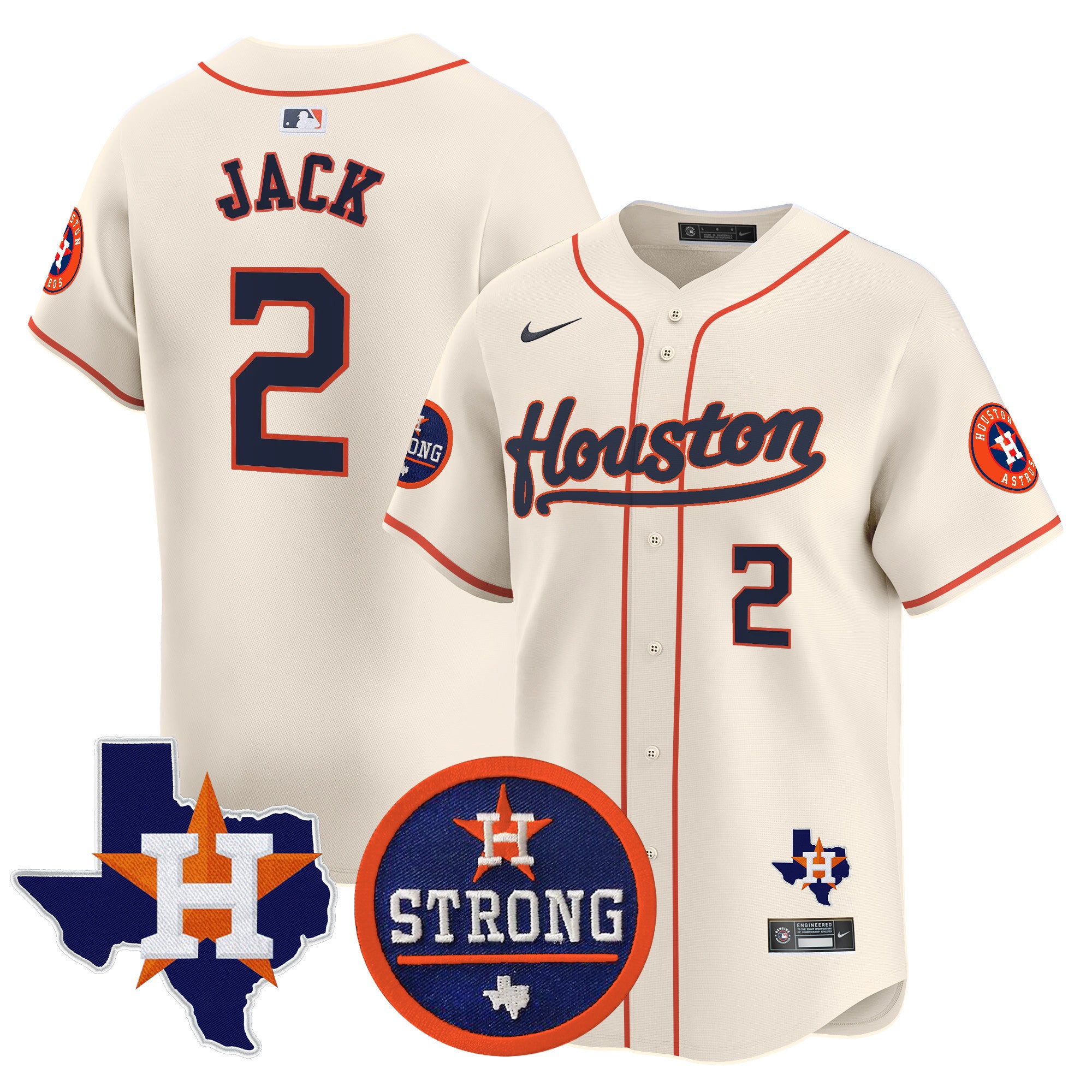 Men's Astros "Houston Strong" Patch Vapor Premier Limited Jersey - All Stitched - Cream, Travis Scott