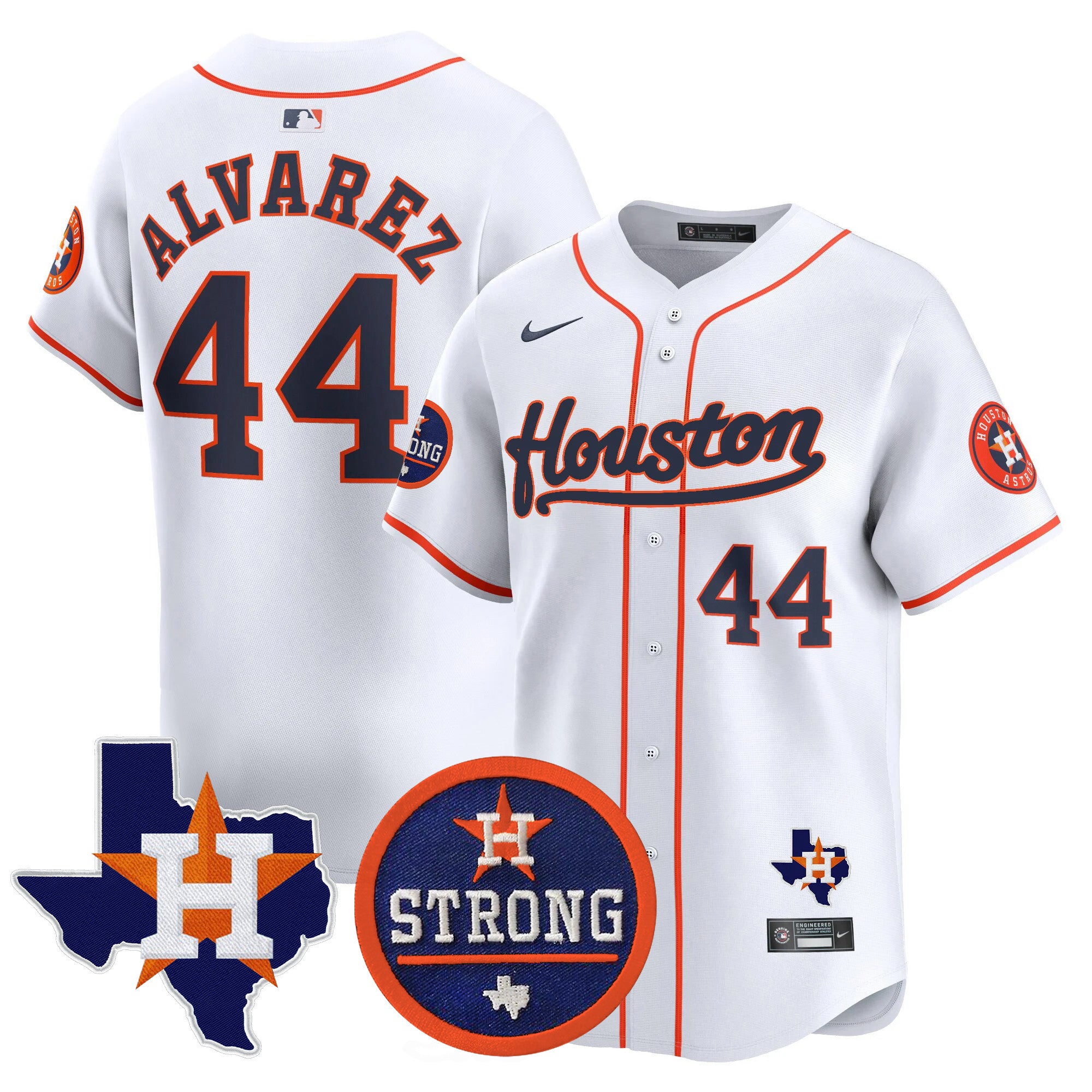 Men's Astros "Houston Strong" Patch Vapor Premier Limited Jersey - All Stitched - Home, Yordan Álvarez