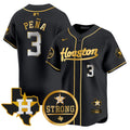 Men's Astros "Houston Strong" Patch Vapor Premier Limited Jersey - All Stitched - Black Gold, Jeremy Pena