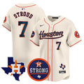 Men's Astros "Houston Strong" Patch Vapor Premier Limited Jersey - All Stitched - Cream, CJ Stroud