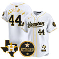 Men's Astros "Houston Strong" Patch Vapor Premier Limited Jersey - All Stitched - White Gold, Yordan Álvarez