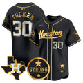 Men's Astros "Houston Strong" Patch Vapor Premier Limited Jersey - All Stitched - Black Gold, Kyle Tucker