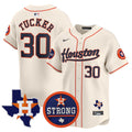 Men's Astros "Houston Strong" Patch Vapor Premier Limited Jersey - All Stitched - Cream, Kyle Tucker