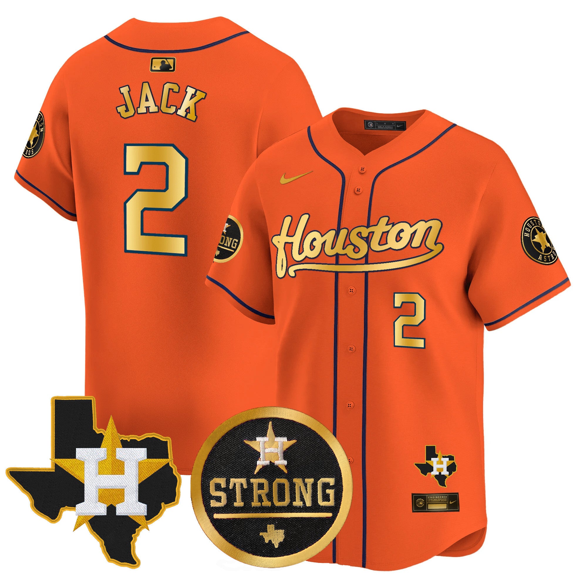 Men's Astros "Houston Strong" Patch Vapor Premier Limited Jersey - All Stitched - Orange Gold, Travis Scott