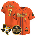 Men's Astros "Houston Strong" Patch Vapor Premier Limited Jersey - All Stitched - Orange Gold, CJ Stroud