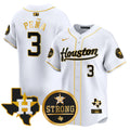 Men's Astros "Houston Strong" Patch Vapor Premier Limited Jersey - All Stitched - White Gold, Jeremy Pena
