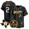 Men's Astros "Houston Strong" Patch Vapor Premier Limited Jersey - All Stitched - Black Gold, Travis Scott