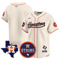 Men's Astros "Houston Strong" Patch Vapor Premier Limited Jersey - All Stitched - Cream, Team