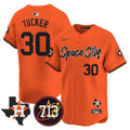 Men's Astros Space City 713 Patch Vapor Premier Limited Jersey V2 - All Stitched - Orange, Kyle Tucker