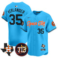 Men's Astros Space City 713 Patch Vapor Premier Limited Jersey V2 - All Stitched - Light Blue, Justin Verlander