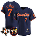 Men's Astros Space City 713 Patch Vapor Premier Limited Jersey V2 - All Stitched - Navy, CJ Stroud