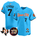 Men's Astros Space City 713 Patch Vapor Premier Limited Jersey V2 - All Stitched - Light Blue, CJ Stroud