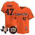 Men's Astros Space City 713 Patch Vapor Premier Limited Jersey V2 - All Stitched - Orange, Donald Trump