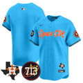 Men's Astros Space City 713 Patch Vapor Premier Limited Jersey V2 - All Stitched - Light Blue, Team