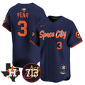 Men's Astros Space City 713 Patch Vapor Premier Limited Jersey V2 - All Stitched - Navy, Jeremy Pena