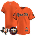 Men's Astros Space City 713 Patch Vapor Premier Limited Jersey V2 - All Stitched - Orange, Team