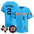 Men's Astros Space City 713 Patch Vapor Premier Limited Jersey V2 - All Stitched - Light Blue, Alex Bregman