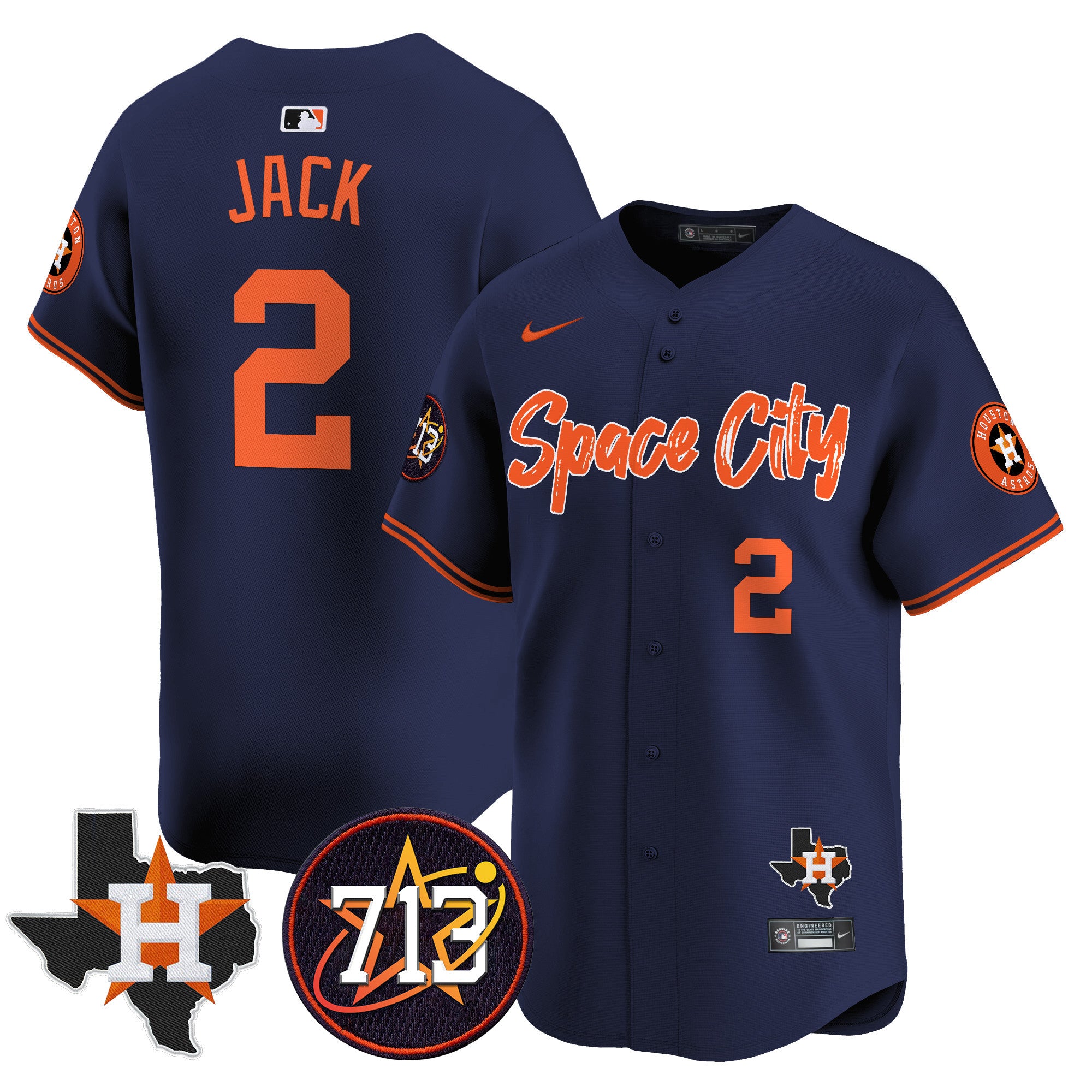 Men's Astros Space City 713 Patch Vapor Premier Limited Jersey V2 - All Stitched - Navy, Travis Scott