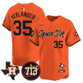 Men's Astros Space City 713 Patch Vapor Premier Limited Jersey V2 - All Stitched - Orange, Justin Verlander