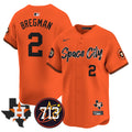 Men's Astros Space City 713 Patch Vapor Premier Limited Jersey V2 - All Stitched - Orange, Alex Bregman
