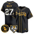 Men's Atlanta Braves 2024 Spring Training Patch Vapor Premier Limited Jersey - All Stitched - Black Gold, Austin Riley