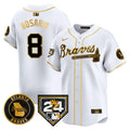 Men's Atlanta Braves 2024 Spring Training Patch Vapor Premier Limited Jersey - All Stitched - White Gold, Eddie Rosario