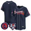 Men's Atlanta Braves 2024 Spring Training Patch Vapor Premier Limited Jersey - All Stitched - Navy, Team