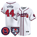 Men's Atlanta Braves 2024 Spring Training Patch Vapor Premier Limited Jersey - All Stitched - White, Hank Aaron