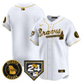 Men's Atlanta Braves 2024 Spring Training Patch Vapor Premier Limited Jersey - All Stitched - White Gold, Team