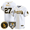 Men's Atlanta Braves 2024 Spring Training Patch Vapor Premier Limited Jersey - All Stitched - White Gold, Austin Riley