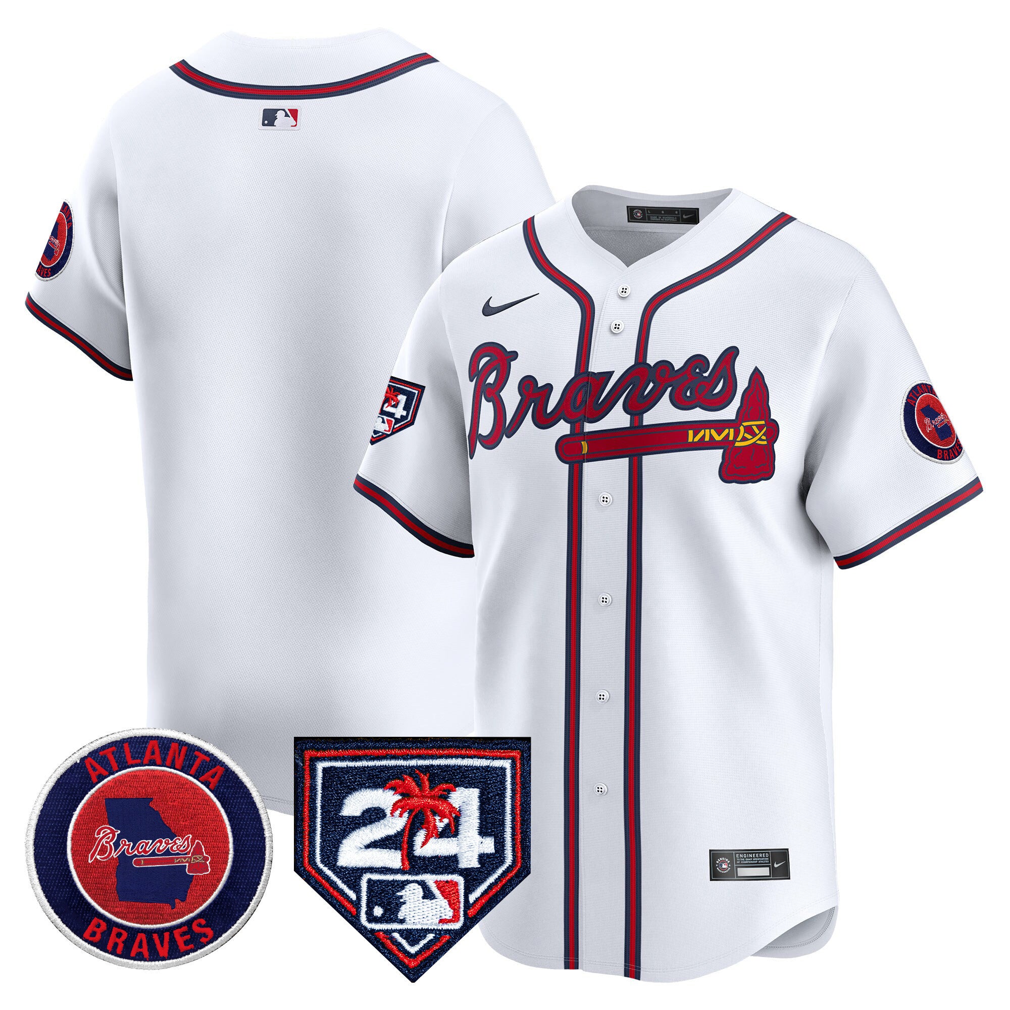 Men's Atlanta Braves 2024 Spring Training Patch Vapor Premier Limited Jersey - All Stitched - White, Team
