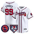 Men's Atlanta Braves 2024 Spring Training Patch Vapor Premier Limited Jersey - All Stitched - White, Spencer Strider