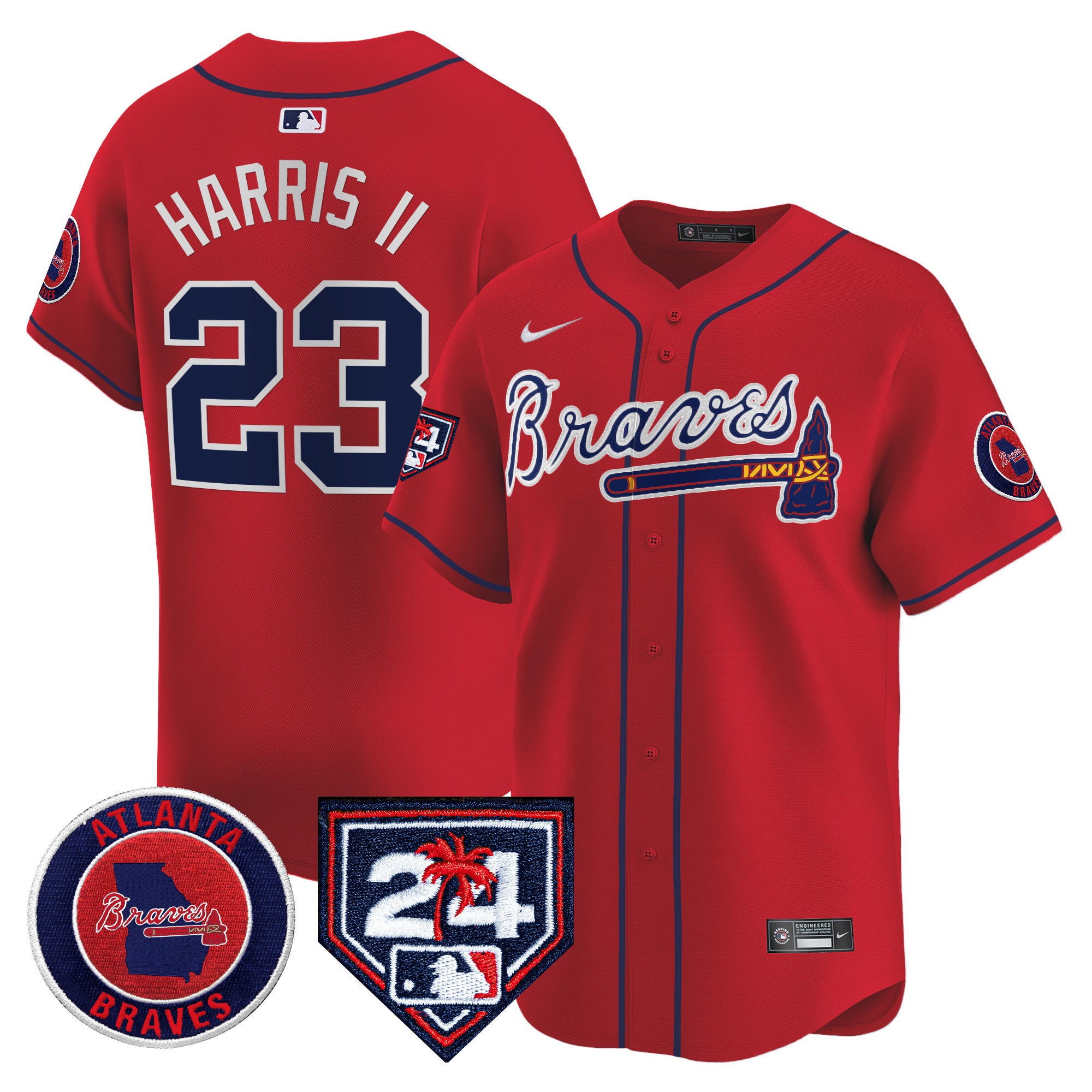 Men's Atlanta Braves 2024 Spring Training Patch Vapor Premier Limited Jersey - All Stitched - Red, Michael Harris II
