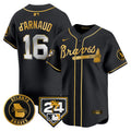 Men's Atlanta Braves 2024 Spring Training Patch Vapor Premier Limited Jersey - All Stitched - Black Gold, Travis D'Arnaud