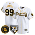 Men's Atlanta Braves 2024 Spring Training Patch Vapor Premier Limited Jersey - All Stitched - White Gold, Spencer Strider