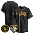 Men's Atlanta Braves 2024 Spring Training Patch Vapor Premier Limited Jersey - All Stitched - Black Gold, Team