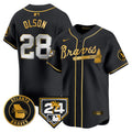Men's Atlanta Braves 2024 Spring Training Patch Vapor Premier Limited Jersey - All Stitched - Black Gold, Matt Olson