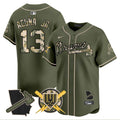 Men's Atlanta Braves Armed Forces Day Vapor Premier Limited Jersey - All Stitched - Green, Ronald Acuna Jr.