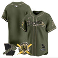 Men's Atlanta Braves Armed Forces Day Vapor Premier Limited Jersey - All Stitched - Green, Team