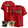 Men's Atlanta Braves Armed Forces Day Vapor Premier Limited Jersey - All Stitched - Red, Ozzie Albies