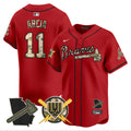 Men's Atlanta Braves Armed Forces Day Vapor Premier Limited Jersey - All Stitched - Red, Orlando Arcia