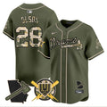 Men's Atlanta Braves Armed Forces Day Vapor Premier Limited Jersey - All Stitched - Green, Matt Olson
