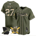 Men's Atlanta Braves Armed Forces Day Vapor Premier Limited Jersey - All Stitched - Green, Austin Riley