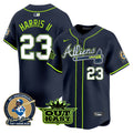 Men's Atlanta Braves Atliens & Hank Aaron Patch Vapor Premier Limited Jersey - All Stitched - Atliens, Michael Harris II